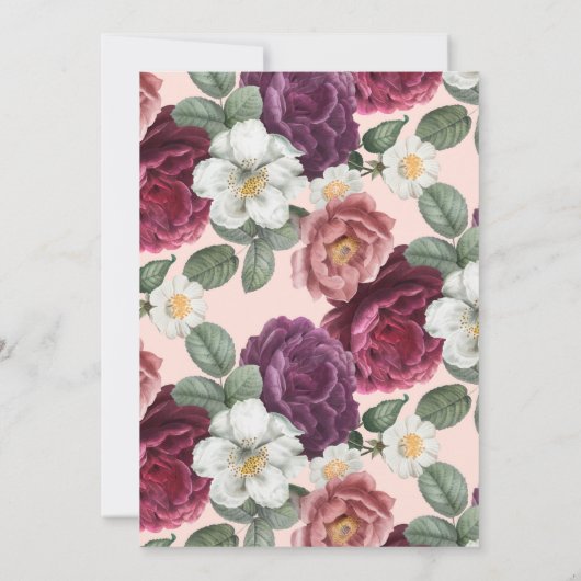 バーガンエレガントディとピンクの花のブライダルシャワー (裏面)