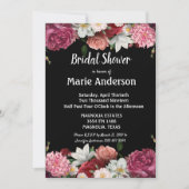 バーガンエレガントディとピンクの花のブライダルシャワー (正面)