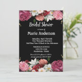 バーガンエレガントディとピンクの花のブライダルシャワー (スタンド正面)