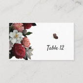 バーガンエレガントディとピンクの花エスコートカード プレイスカード (裏面)