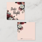 バーガンエレガントディとピンクの花デイトナイトカード スクエア名刺 (正面/裏面)