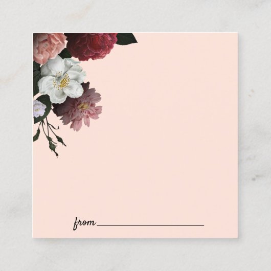 バーガンエレガントディとピンクの花デイトナイトカード スクエア名刺 (裏面)