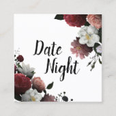 バーガンエレガントディとピンクの花デイトナイトカード スクエア名刺 (正面)