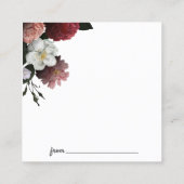 バーガンエレガントディとピンクの花デイトナイトカード スクエア名刺 (裏面)