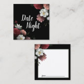 バーガンエレガントディとピンクの花デイトナイトカード スクエア名刺 (正面/裏面)