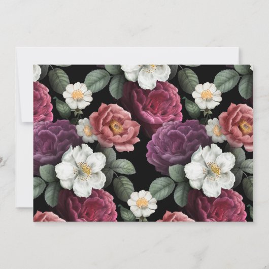バーガンエレガントディとピンクフローラパーソナライズされた ノートカード (裏面)