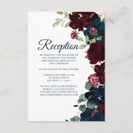 バーガンエレガントディと海軍の披露宴エンクロージャカード エンクロージャーカード (正面)