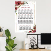 バーガンエレガントディと赤面テーブルの座席表 ポスター (ホームオフィス)