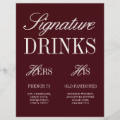 バーガンエレガントディのシグネチャー結婚ドリンクのバーサイン (正面)