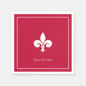 バーガンエレガントディのフルーアデリスまたはリリーの花 スタンダードカクテルナプキン (正面)