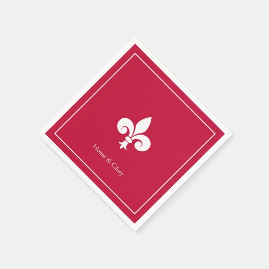 バーガンエレガントディのフルーアデリスまたはリリーの花 スタンダードカクテルナプキン (角)