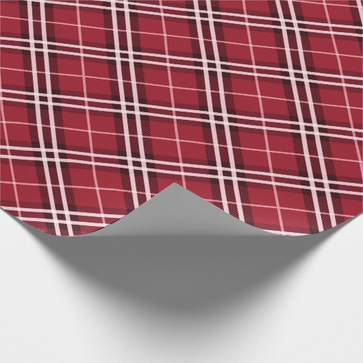 バーガンエレガントディの格子模様クリスマス ラッピングペーパー (角)