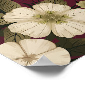 バーガンエレガントディの背景にクリームの花 ポスター (角)