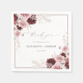 バーガンエレガントディほこりっぽいバラ水の色結婚の スタンダードカクテルナプキン (正面)