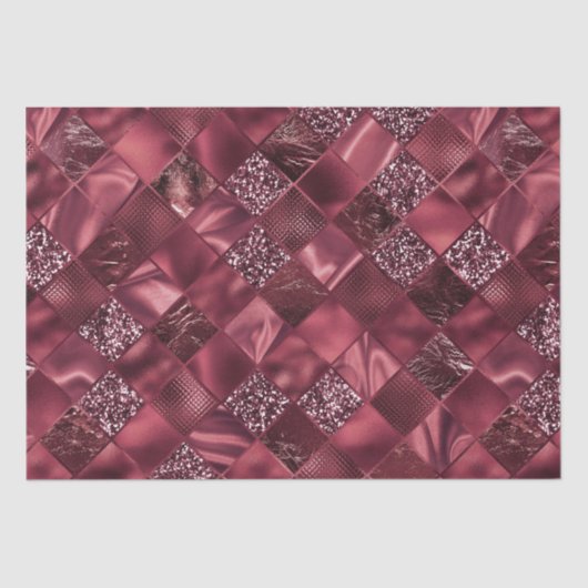 バーガンエレガントディグリッターダイヤモンド格子パターン 薄葉紙 (正面)