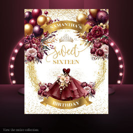 バーガンエレガントディドレスSweet sixteen背景グラム タペストリー