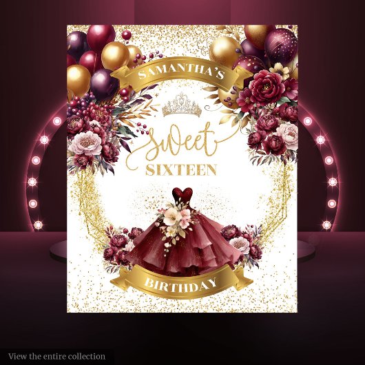 バーガンエレガントディドレスSweet sixteen背景グラム タペストリー