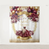 バーガンエレガントディドレスSweet sixteen背景グラム タペストリー (正面)