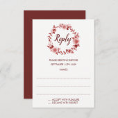 バーガンエレガントディバラリース返信カード 出欠カード (正面/裏面)