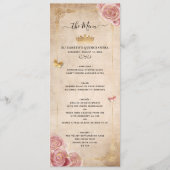 バーガンエレガントディピンクローズ金ゴールド水彩フローラ メニュー (正面)