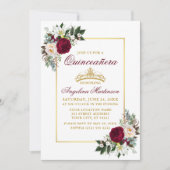 バーガンエレガントディフローラグリーンリー写真キンセアニェラ 招待状 (正面)