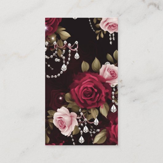 バーガンエレガントディフローラバラシャンデリア結婚ズ エンクロージャーカード (裏面)