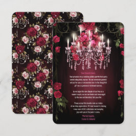 バーガンエレガントディフローラバラシャンデリア結婚ズ サンキューカード