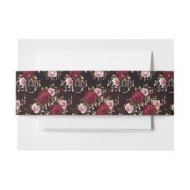 バーガンエレガントディフローラバラシャンデリア結婚ズ 招待状ベリーバンド