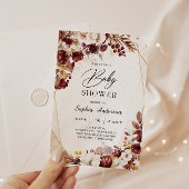 バーガンエレガントディフローラベビーシャワー招待状 招待状