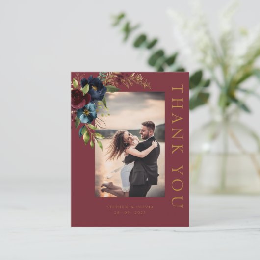 バーガンエレガントディフローラ開花と緑結婚の ポストカード (スタンド正面)