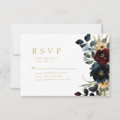 バーガンエレガントディフローラ開花と緑結婚の 出欠カード (裏面)