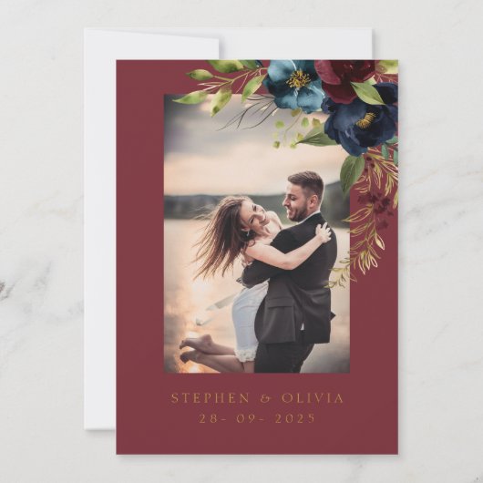 バーガンエレガントディフローラ開花と緑 セーブザデート (裏面)