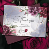 バーガンエレガントディレッドローゼウォーターカラー サンキューカード