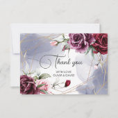 バーガンエレガントディレッドローゼウォーターカラー サンキューカード (正面)