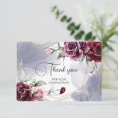 バーガンエレガントディレッドローゼウォーターカラー サンキューカード (スタンド正面)