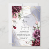 バーガンエレガントディレッドローゼウォーターカラー 招待状 (正面)