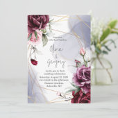 バーガンエレガントディレッドローゼウォーターカラー 招待状 (スタンド正面)