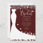 バーガンエレガントディーストリングライトブライダルシャワーInvite 招待状 (正面)
