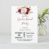 バーガンエレガントディ熱帯性の性別発現パーティー 招待状 (スタンド正面)