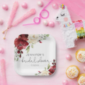 バーガンエレガントディ秋の結婚式 ペーパープレート (パーティー)