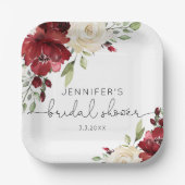 バーガンエレガントディ秋の結婚式 ペーパープレート (正面)