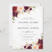 バーガンエレガントディ結婚式招待状 招待状 (正面)