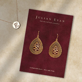 バーガンエレガントディ赤ジュエリーイヤリングディスプレイ 名刺