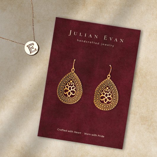 バーガンエレガントディ赤ジュエリーイヤリングディスプレイ 名刺