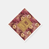 バーガンエレガントディ赤面金ゴールド30th誕生日デコール スタンダードカクテルナプキン (角)