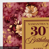 バーガンエレガントディ赤面金ゴールド30th誕生日デコール スタンダードカクテルナプキン