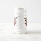 バーガンエレガントディ金ゴールドピンクフローラ花嫁 ビールジョッキ (中央)