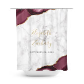 バーガンエレガントディ金ゴールドマーブル結婚ズ シャワーカーテン