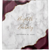 バーガンエレガントディ金ゴールドマーブル結婚ズ シャワーカーテン (正面)