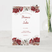 バーガンエレガントディ&シルバーの花を折り畳み プログラム (正面)